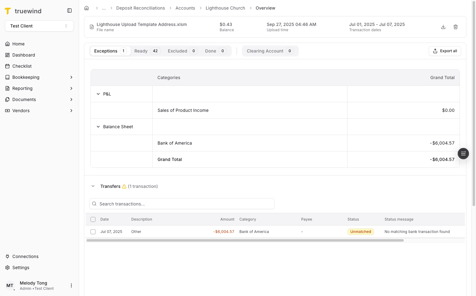 Screenshot showing the Ready tab