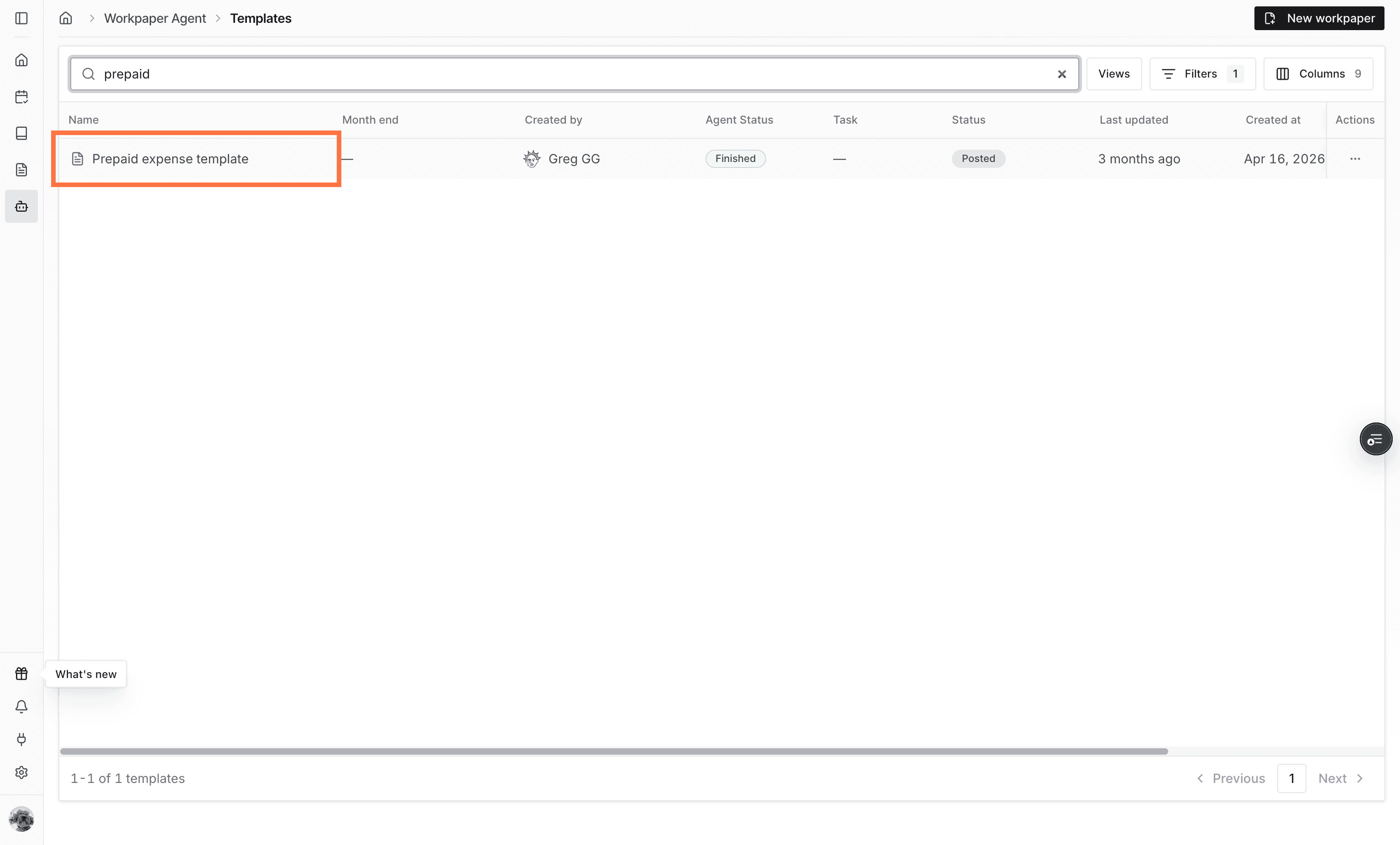 Screenshot showing a Workpaper Agent workpaper in Studio