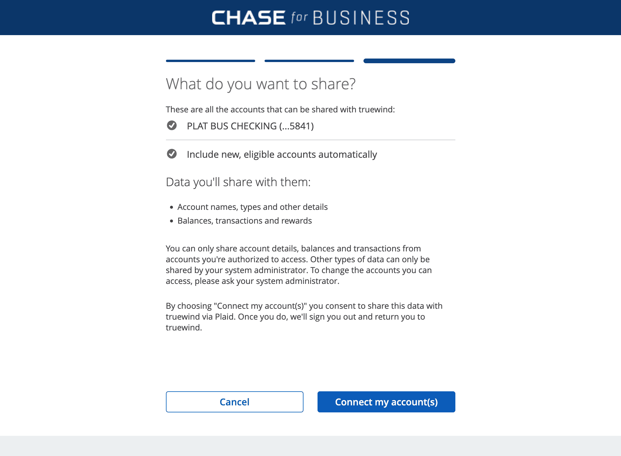 Screenshot showing Click Connect my account(s)