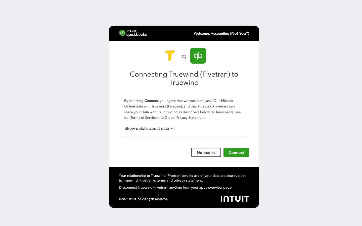 Screenshot showing confirm the final authorization by clicking Connect