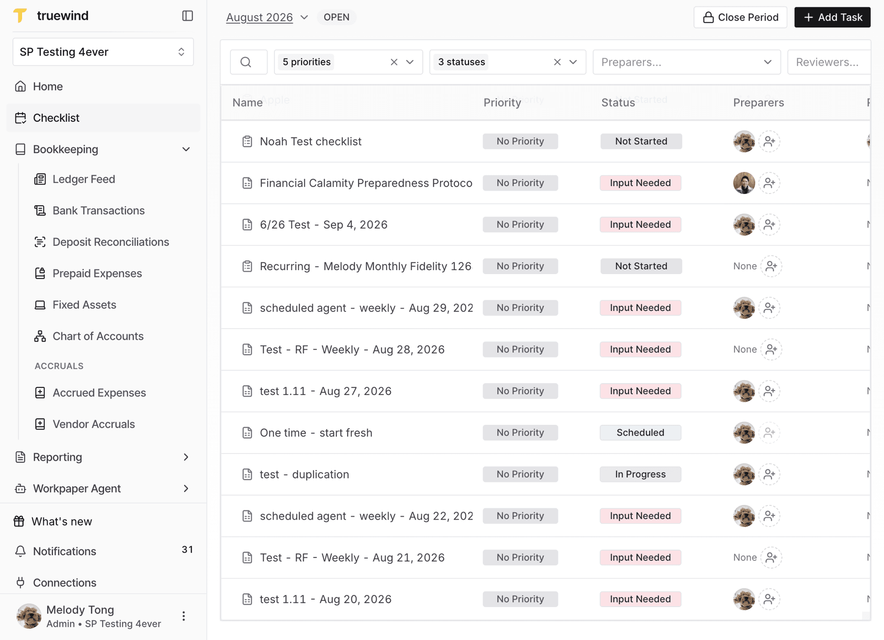 Screenshot showing a red callout around Checklist in the sidebar.