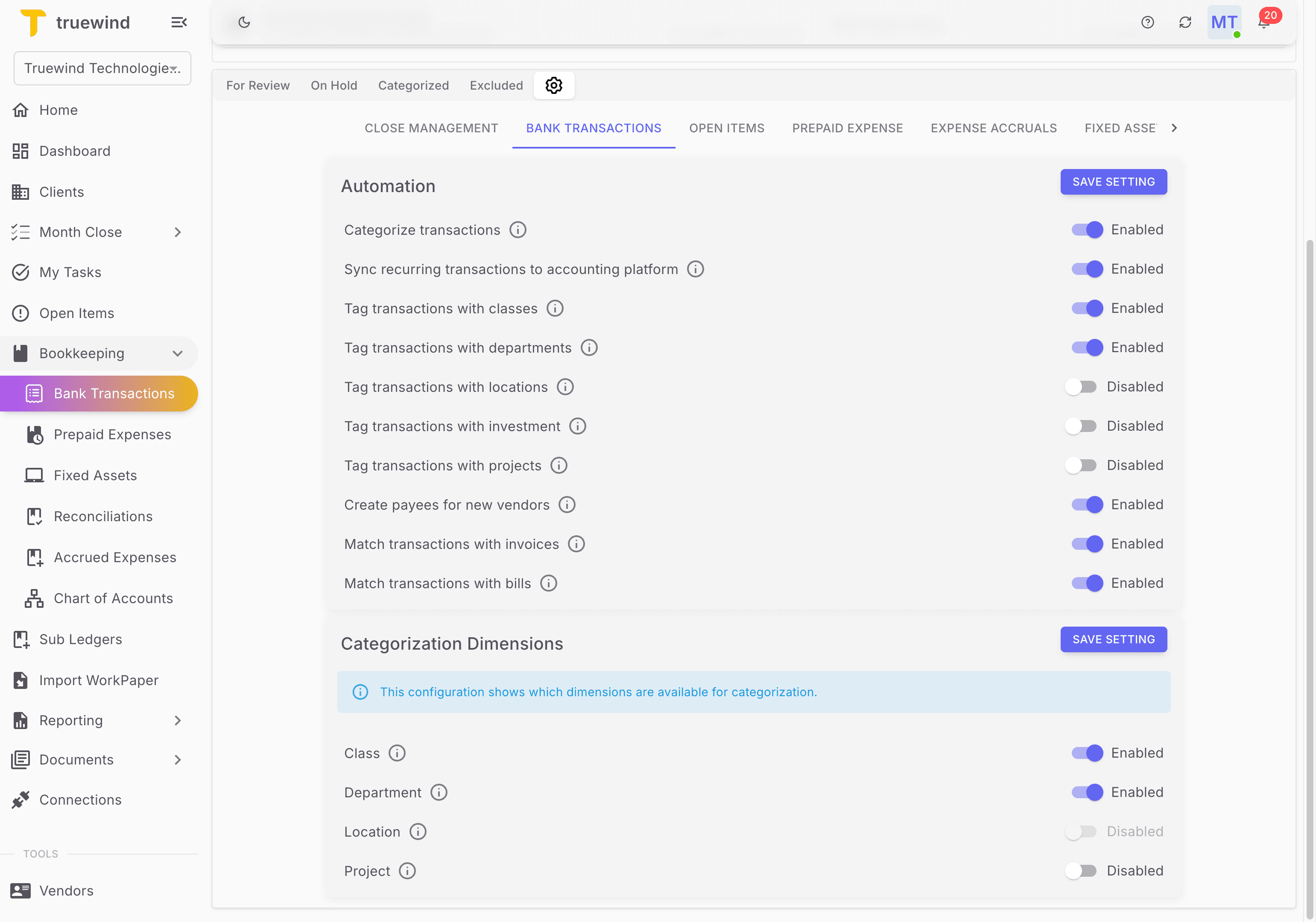 Screenshot showing You can enable Class and Department, and click on SAVE SETTING