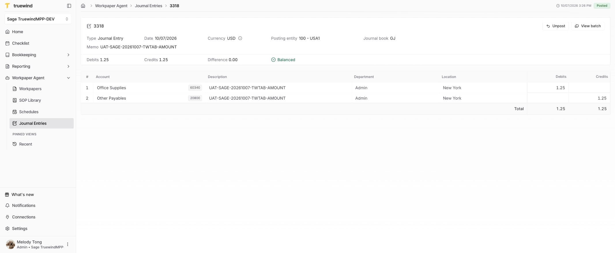 Sage Intacct workflow: Correct a posted entry