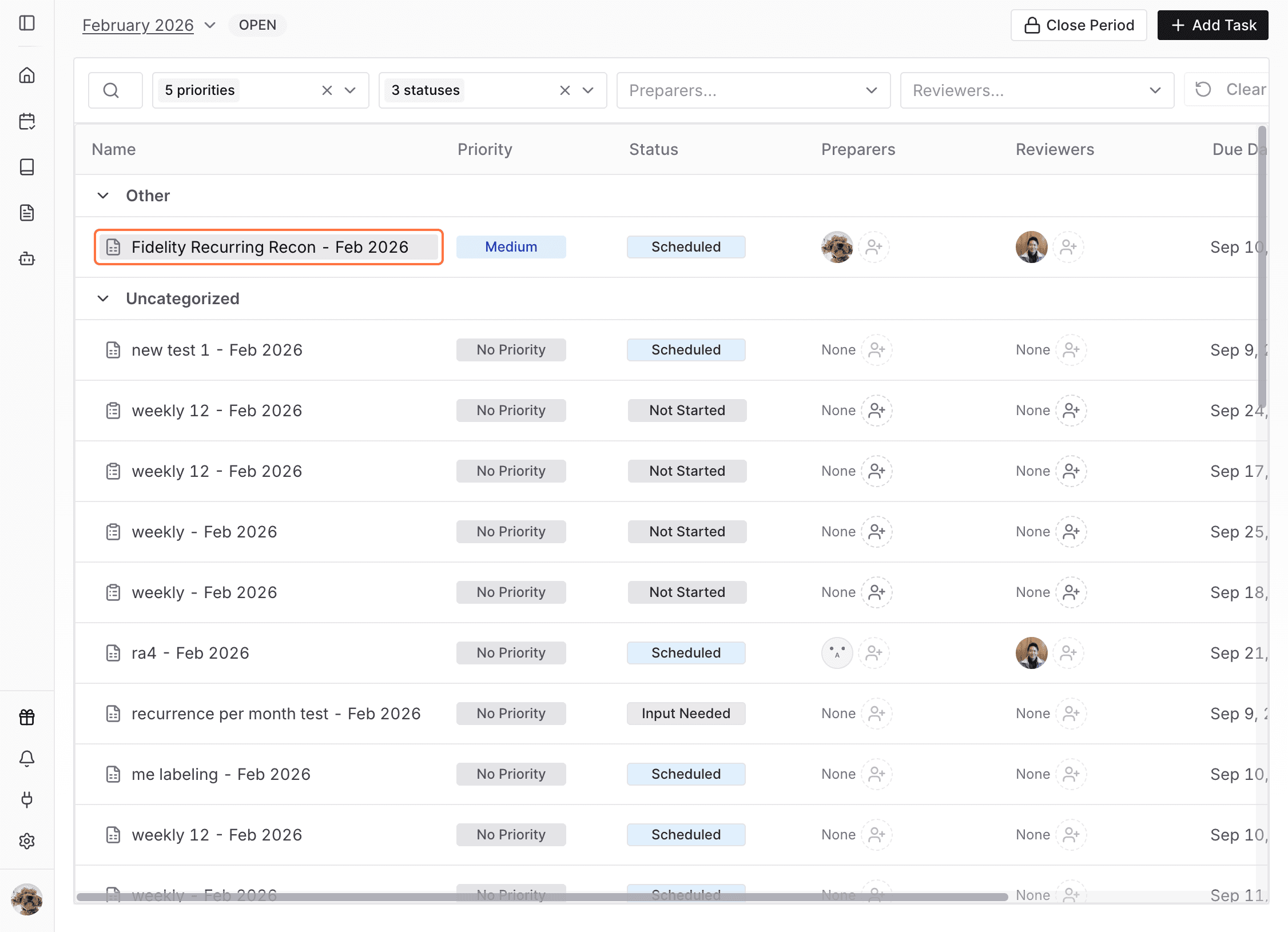 Screenshot showing a red callout around the created recurring task in Checklist.