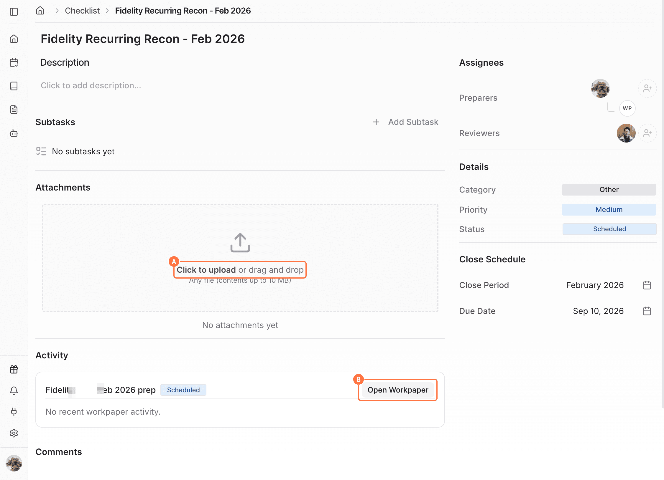 Screenshot showing red callouts around the upload area and Open Workbook button.