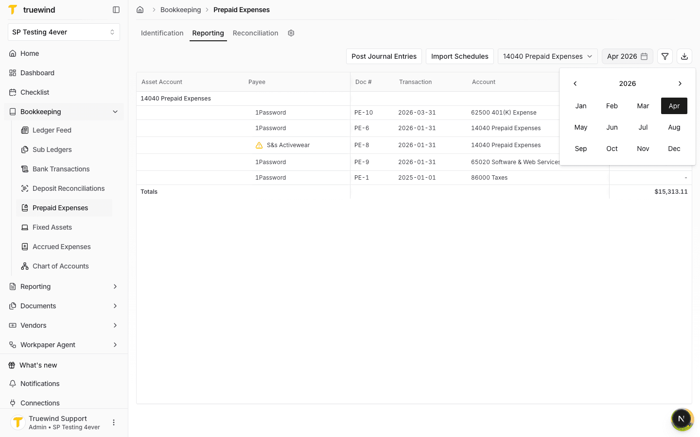 Term date picker open with Apr 2026 selected