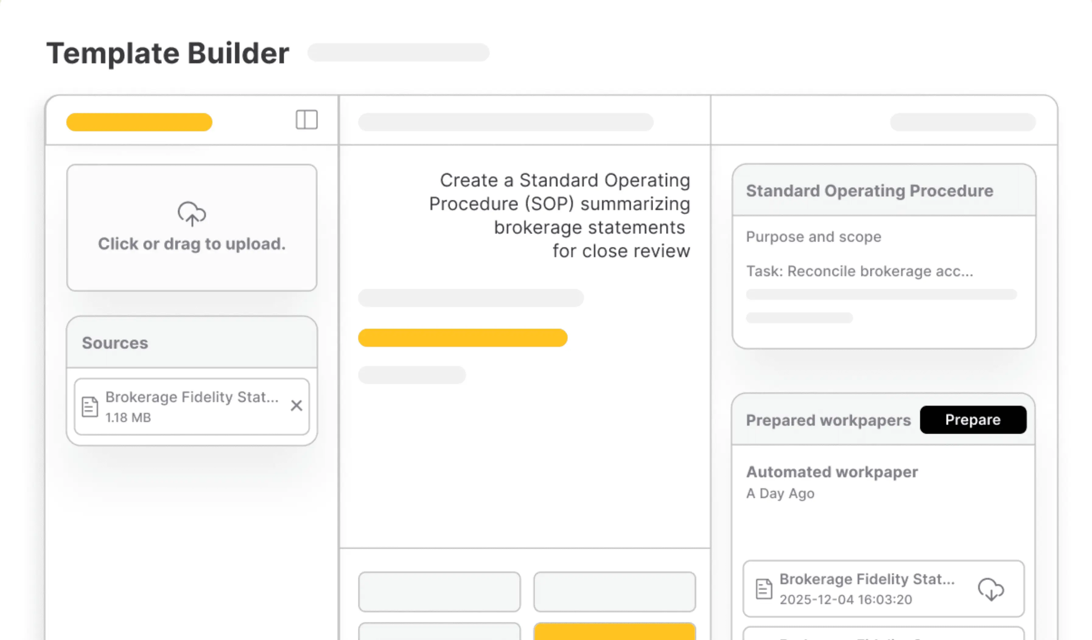 Create standard operating procedure prompts for financial files